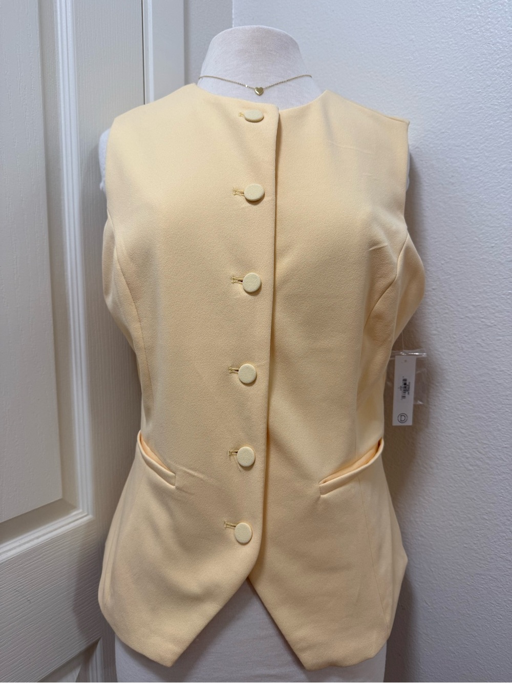 Tailored Sleeveless Vest in Soft Yellow